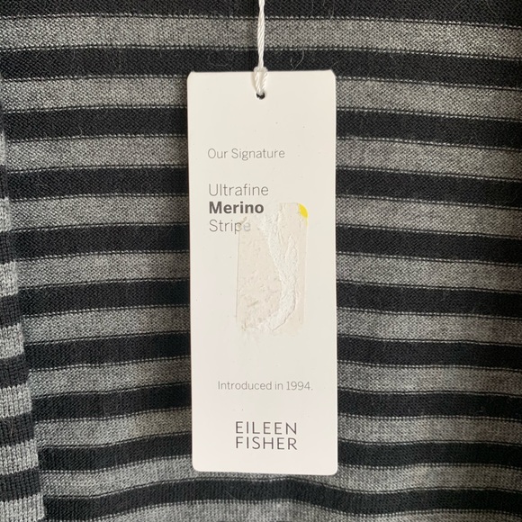 NWT EILEEN FISHER Striped Wool Open Cardigan - Picture 6 of 7